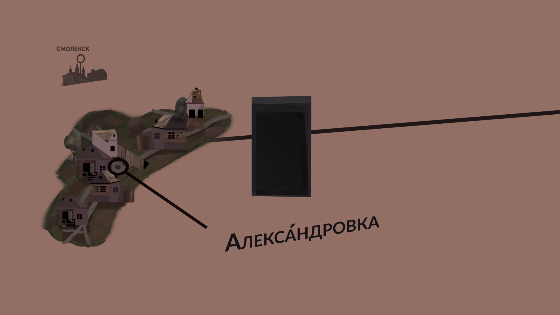 Stylized illustration of a map of the village of Aleksandrowka.